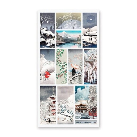 3 for $15 - Japanese Print Winter Scenes - 1 Japan Sticker‎ Sheet - NEW - Picture 2 of 3